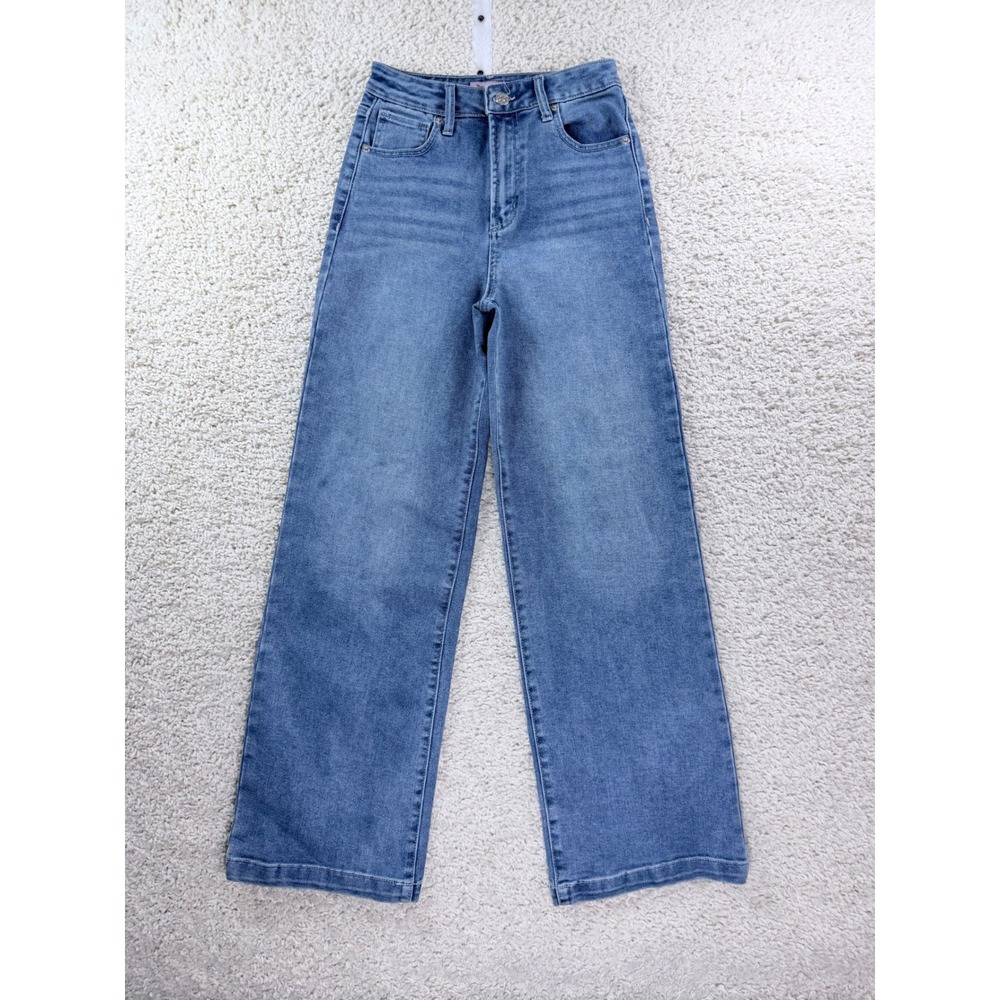 Juicy Couture Jeans Women 4 Blue Rhinestone Logo Wide Leg High Rise Y2K Denim